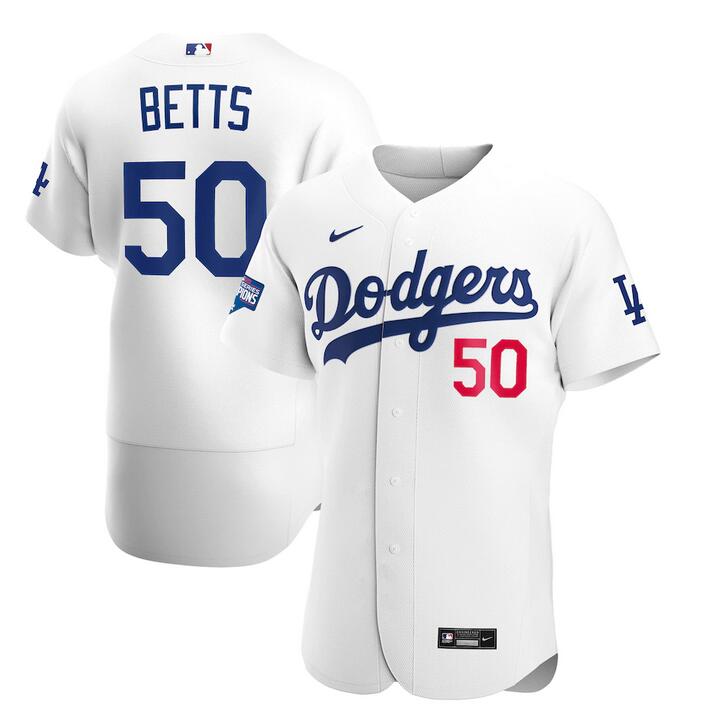 Men Los Angeles Dodgers #50 Mookie Betts Nike White 2020 World Series Champions Home Authentic Player MLB Jersey->women mlb jersey->Women Jersey